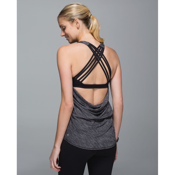 lululemon athletica Tops - Lululemon Wild Tank Top Size 6 Gray Black Activewear Gym Yoga Pilates Strappy